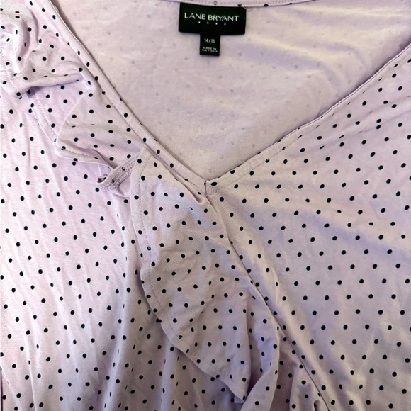 Lane Bryant Lilac Dotted Midi Dress with black polka dots - Picture 3 of 3